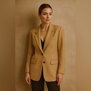 Vintage Talbots Camel Hair Blazer Tan Size 10 Made in Italy Classic Wool Coat